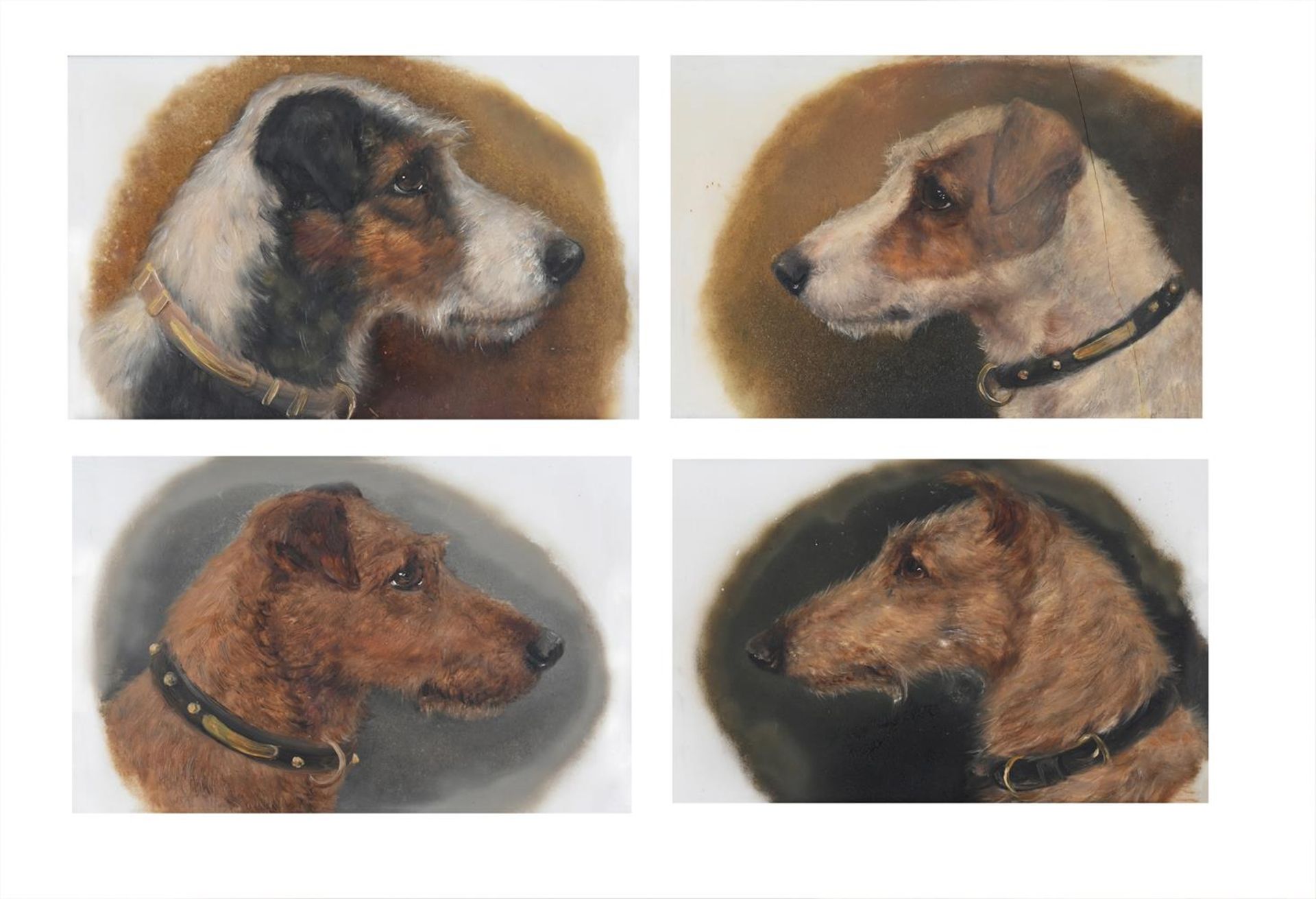 ENGLISH SCHOOL (20TH CENTURY), A SET OF FOUR DOG PORTRAITS (FRAMED AS TWO)