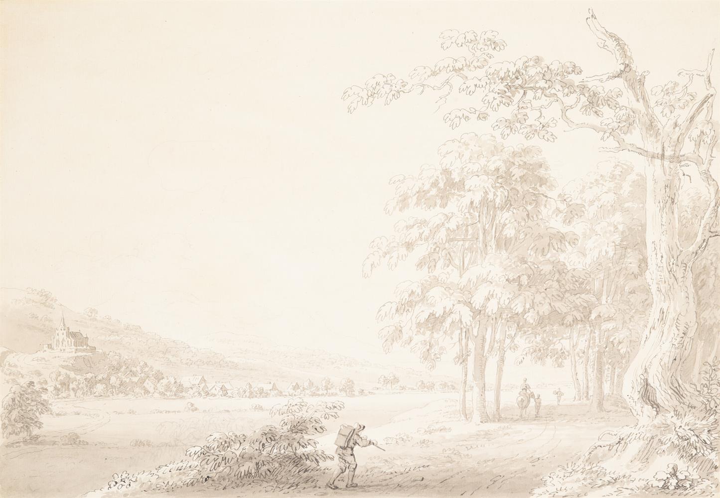 ANTHONY DEVIS (BRITISH 1729-1817), FIGURES RESTING BY A LAKE; TRAVELLERS ON A ROAD BY A RIVER (2) - Image 3 of 5