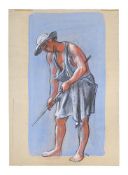 λ HANS FEIBUSCH (GERMAN 1898-1998), MALE FIGURE AT WORK