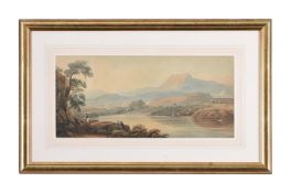 JOHN VARLEY (BRITISH 1778-1842), FIGURES BY A LAKE