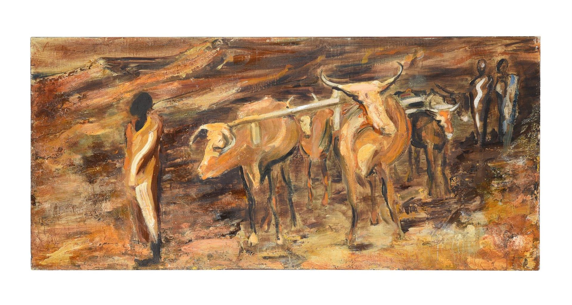 STELLA SHAWZIN (SOUTH AFRICAN 1920-2020), OX AND PLOUGH