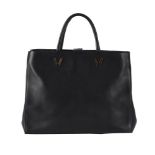 WILLIAM & SON, BRUTON, SQUARE SHOPPER, A BLACK LEATHER BAG