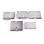 FIVE SILVER CIGARETTE CASES