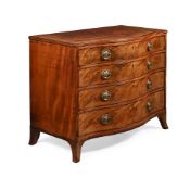 A GEORGE III FIGURED MAHOGANY AND CROSSBANDED SERPENTINE CHEST, CIRCA 1770