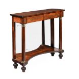 Y A REGENCY ROSEWOOD, BRASS MARQUETRY AND GILT METAL MOUNTED CONSOLE TABLE, CIRCA 1820