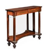 Y A REGENCY ROSEWOOD, BRASS MARQUETRY AND GILT METAL MOUNTED CONSOLE TABLE, CIRCA 1820