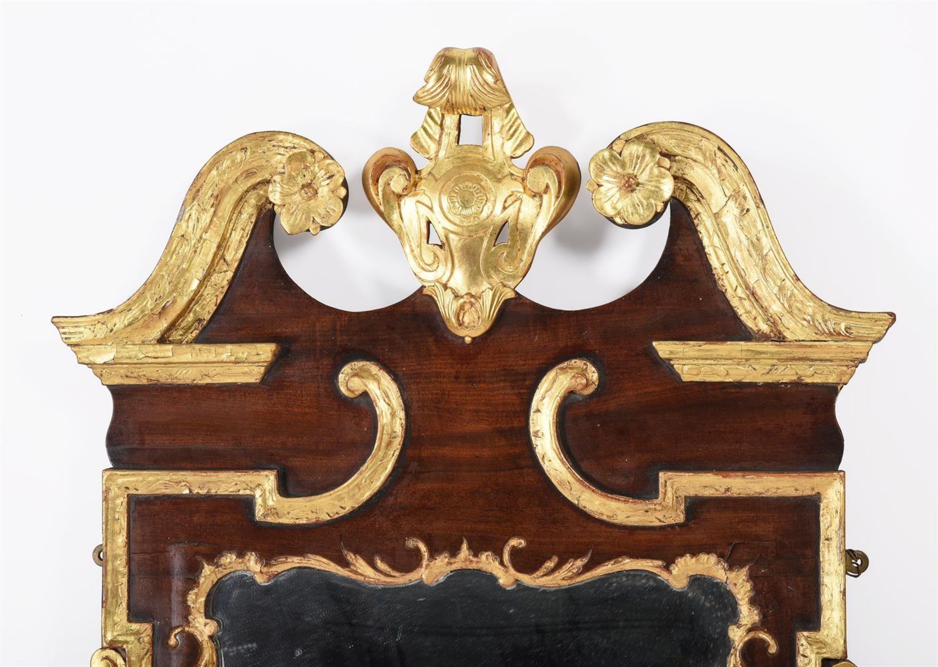 A GEORGE II MAHOGANY AND PARCEL GILT WALL MIRROR, CIRCA 1740 - Image 2 of 4