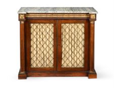 Y A GEORGE IV ROSEWOOD AND PARCEL GILT SIDE CABINET, CIRCA 1825