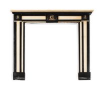 AN UNUSUAL BLACK SLATE AND CARRARA MARBLE FIRE SURROUND, LATE 19TH CENTURY