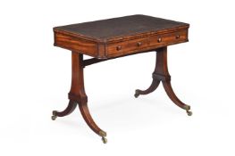 A REGENCY MAHOGANY AND EBONISED WRITING TABLE, IN THE MANNER OF GILLOWS, CIRCA 1820