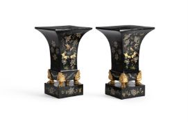 A PAIR OF TOLE PEINTE VASES, EARLY 19TH CENTURY
