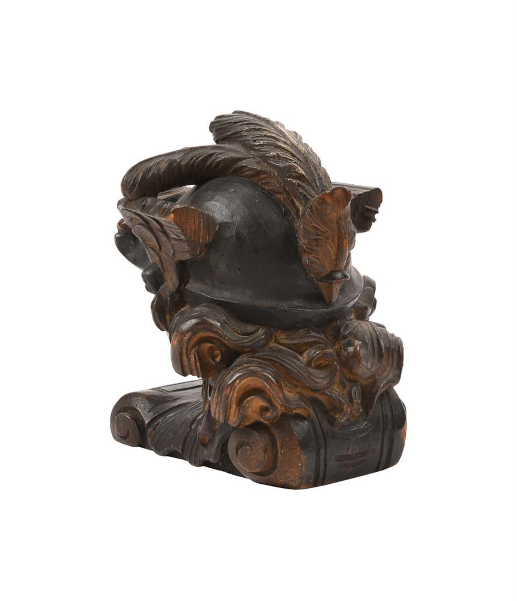 A CARVED AND PAINTED WOOD BOAT PROW FINIAL, 18TH OR 19TH CENTURY - Image 4 of 4