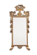 A LARGE ITALIAN CARVED GILTWOOD MIRROR, LATE 18TH OR EARLY 19TH CENTURY