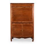 A GEORGE III MAHOGANY AND GONCALO ALVES BANDED SECRETAIRE CABINET OR SECRETAIRE A ABATTANT