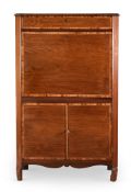A GEORGE III MAHOGANY AND GONCALO ALVES BANDED SECRETAIRE CABINET OR SECRETAIRE A ABATTANT
