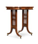 Y A REGENCY ROSEWOOD AND BRASS INLAID TABLE, ATTRIBUTED TO GILLOWS, CIRCA 1820