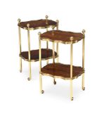Y A PAIR OF GILT METAL AND ROSEWOOD OCCASIONAL TABLES OR ETAGERES, LATE 19TH OR EARLY 20TH CENTURY