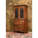 A FINE WILLIAM AND MARY BURR WALNUT, WALNUT AND FEATHER-BANDED CABINET, CIRCA 1690