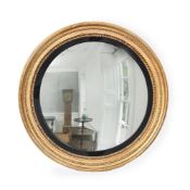A LARGE REGENCY GILTWOOD CONVEX MIRROR BY HENRY RUSSELL, CANTERBURY, CIRCA 1815