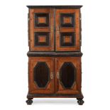 AN UNUSUAL OAK AND EBONISED CABINET, PROBABLY DUTCH OR FLEMISH, LATE 17TH OR EARLY 18TH CENTURY