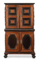 AN UNUSUAL OAK AND EBONISED CABINET, PROBABLY DUTCH OR FLEMISH, LATE 17TH OR EARLY 18TH CENTURY