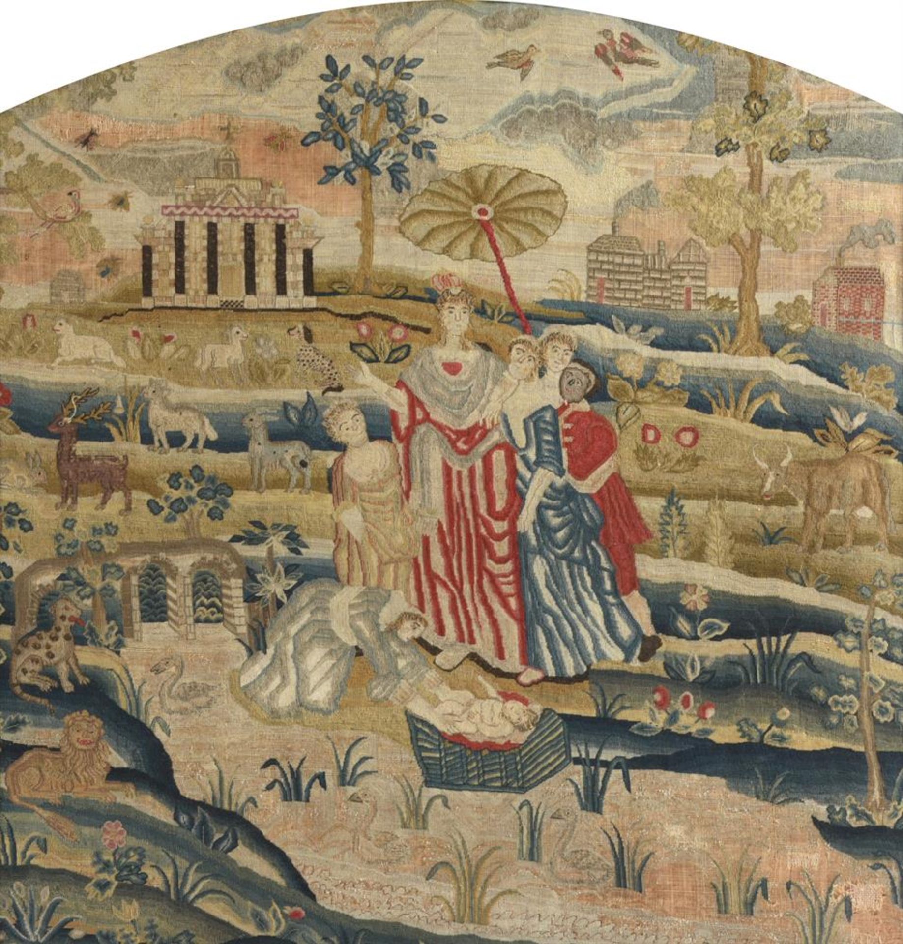 A LARGE QUEEN ANNE NEEDLEWORK PICTURE 'THE DISCOVERY OF MOSES', CIRCA 1680-1710 - Bild 2 aus 3