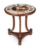 A MAHOGANY AND SPECIMEN MARBLE MOUNTED CENTRE TABLE, CIRCA 1825 AND LATER
