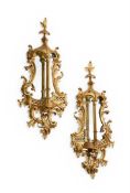 A PAIR OF CARVED GILTWOOD AND GESSO MIRRORS, 19TH CENTURY