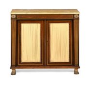 Y A REGENCY ROSEWOOD, BRASS INLAID AND ORMOLU MOUNTED PIER CABINET OR BOOKCASE, BY GEORGE OAKLEY