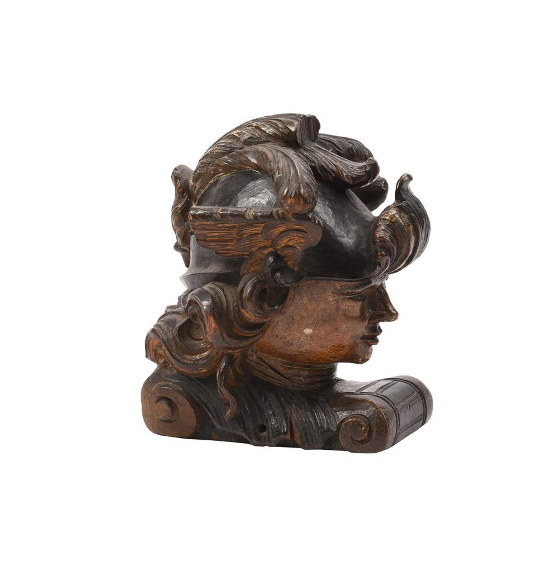 A CARVED AND PAINTED WOOD BOAT PROW FINIAL, 18TH OR 19TH CENTURY - Image 3 of 4