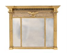 A REGENCY GILTWOOD AND SILVERED TRIPTYCH MIRROR, CIRCA 1820