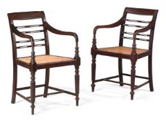 A PAIR OF ANGLO-INDIAN EXOTIC HARDWOOD ARMCHAIRS, FIRST HALF 19TH CENTURY