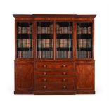 A GEORGE IV MAHOGANY BREAKFRONT LIBRARY BOOKCASE, OF ROYAL INTEREST, CIRCA 1825