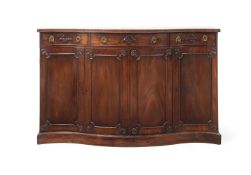 A GEORGE III MAHOGANY SERPENTINE FRONTED SIDE CABINET, LATE 18TH CENTURY