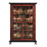 Y A CONTINENTAL TORTOISESHELL, EBONISED AND PAINTED CABINET, MID 18TH CENTURY