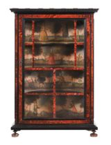 Y A CONTINENTAL TORTOISESHELL, EBONISED AND PAINTED CABINET, MID 18TH CENTURY