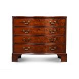 A GEORGE III MAHOGANY SERPENTINE FRONTED DRESSING CHEST OF DRAWERS, CIRCA 1780