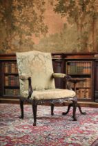 A GEORGE II MAHOGANY ARMCHAIR, CIRCA 1755