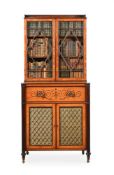 A REGENCY SATINWOOD, MAHOGANY AND PAINTED SECRETAIRE BOOKCASE, CIRCA 1815