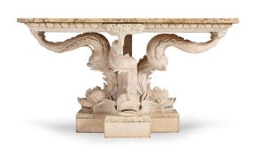 A CARVED WOOD AND PAINTED GESSO CONSOLE TABLE, IN THE MANNER OF WILLIAM KENT, OF RECENT MANUFACTURE