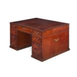 A GEORGE III MAHOGANY PARTNER'S PEDESTAL DESK, CIRCA 1780