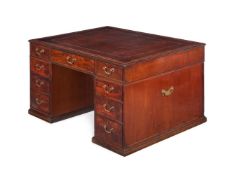A GEORGE III MAHOGANY PARTNER'S PEDESTAL DESK, CIRCA 1780