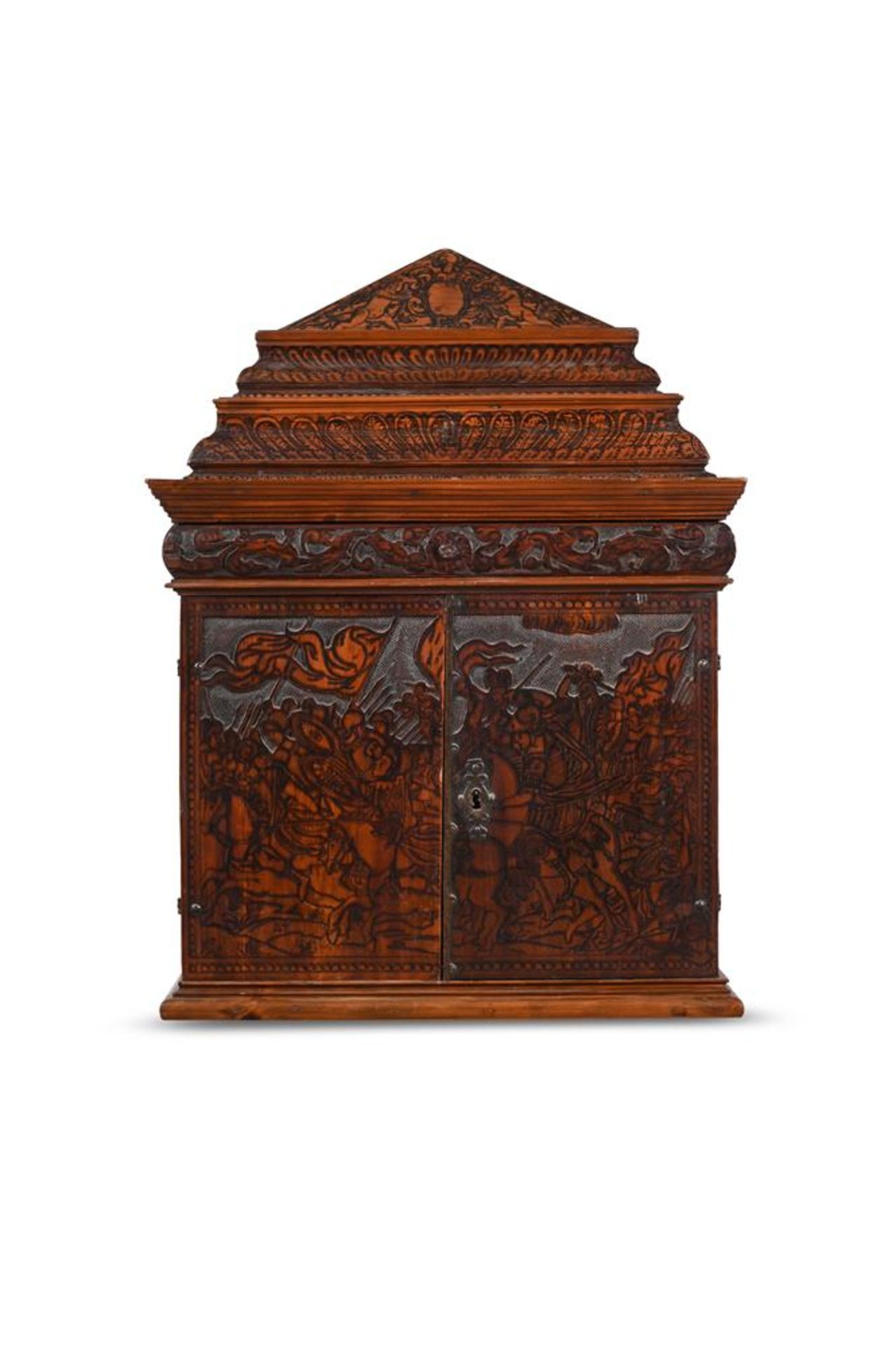 A NORTH ITALIAN CEDAR, POKERWORK AND PENWORK TABLE CABINET, ADIGE, 17TH CENTURY - Bild 3 aus 11