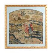 A LARGE QUEEN ANNE NEEDLEWORK PICTURE 'THE DISCOVERY OF MOSES', CIRCA 1680-1710