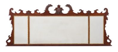 A MAHOGANY AND PARCEL GILT MIRROR, IN GEORGE II STYLE, 19TH CENTURY