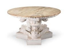 A CARVED WOOD AND PAINTED GESSO CENTRE TABLE, IN THE MANNER OF WILLIAM KENT, OF RECENT MANUFACTURE