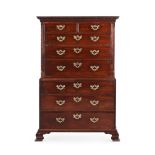 A GEORGE III MAHOGANY CHEST ON CHEST, CIRCA 1760