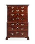 A GEORGE III MAHOGANY CHEST ON CHEST, CIRCA 1760