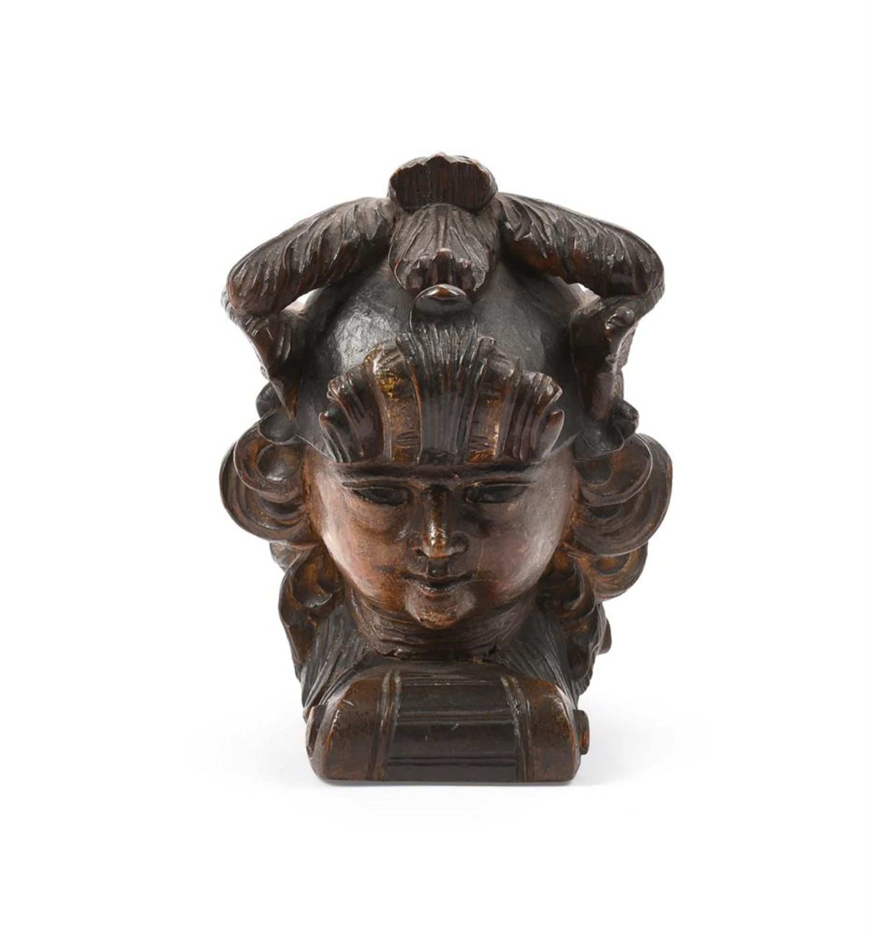 A CARVED AND PAINTED WOOD BOAT PROW FINIAL, 18TH OR 19TH CENTURY - Image 2 of 4