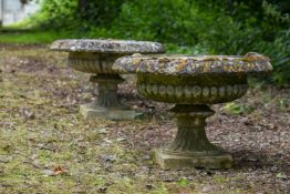 A PAIR OF STONE COMPOSITION VASES, ATTRIBUTED TO AUSTIN & SEELEY, 19TH CENTURY